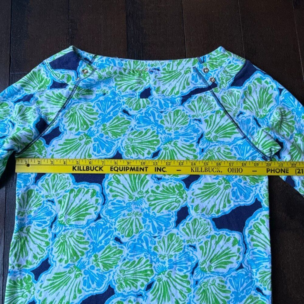 Lilly Pulitizer French terry chic fit dress size small boat neck 3/4 sleeves blu - Picture 8 of 9